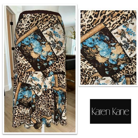 Karen Kane High-Low Midi Mixed Print Skirt. Size Small-P - Picture 1 of 11